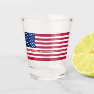 Custom Personalised Monogrammed USA American Flag Shot Glass