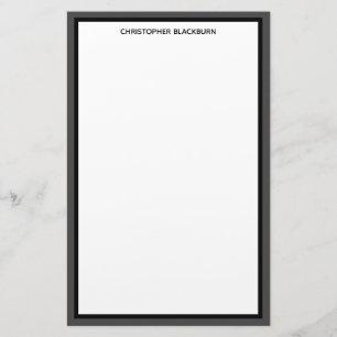 Custom Personalised Name Black Grey Border Stationery