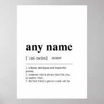 Custom Personalised Name Definition Poster