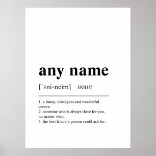 Custom Personalised Name Definition Poster