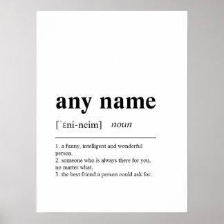 Custom Personalised Name Definition Poster