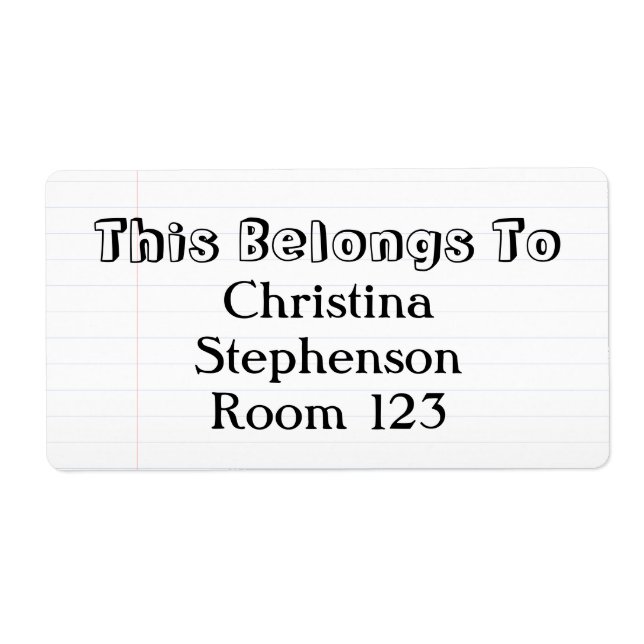 Custom Personalised Name Large Bookplate/School (Front)