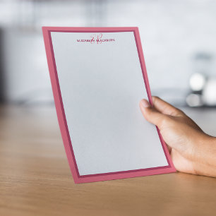 Custom Personalised Name Monogram Initials Magenta Stationery