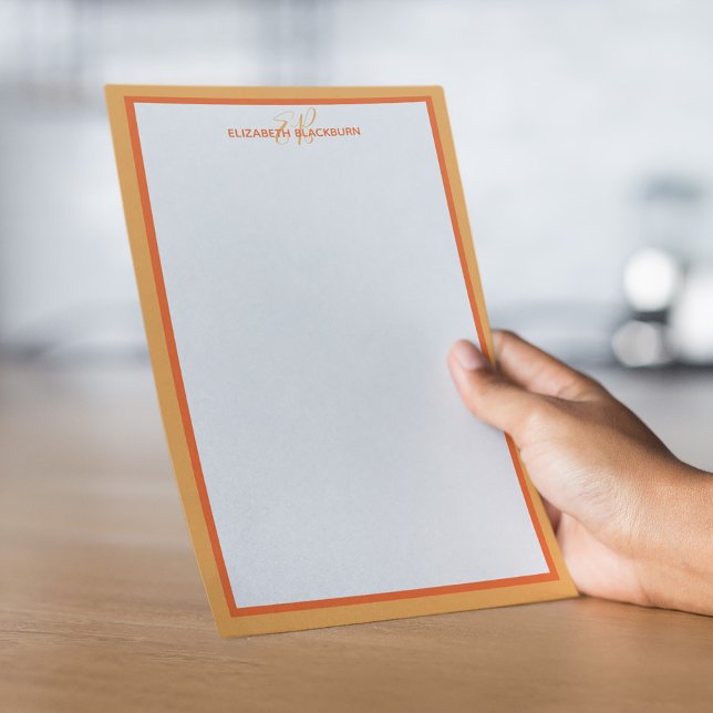 Custom Personalised Name Monogram Initials Orange Stationery (Custom Personalized Name Monogram Initials Orange Stationery)