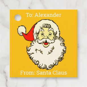 Custom Personalised Name Orange Santa Claus Favour Tags