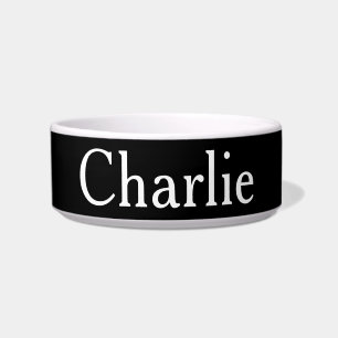 Custom Personalised Name Photo Art Black Pet Bowl