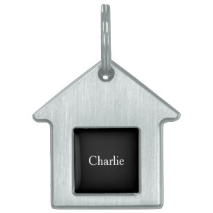 Custom Personalised Name Photo Art Black Pet ID Tag