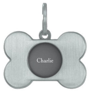 Custom Personalised Name Photo Art Dark Grey Pet ID Tag