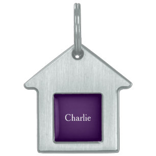 Custom Personalised Name Photo Art Dark Purple Pet ID Tag