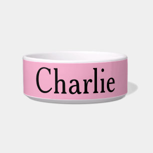 Custom Personalised Name Photo Art Light Pink Pet Bowl