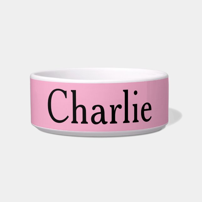 Custom Personalised Name Photo Art Light Pink Pet Bowl (Front)