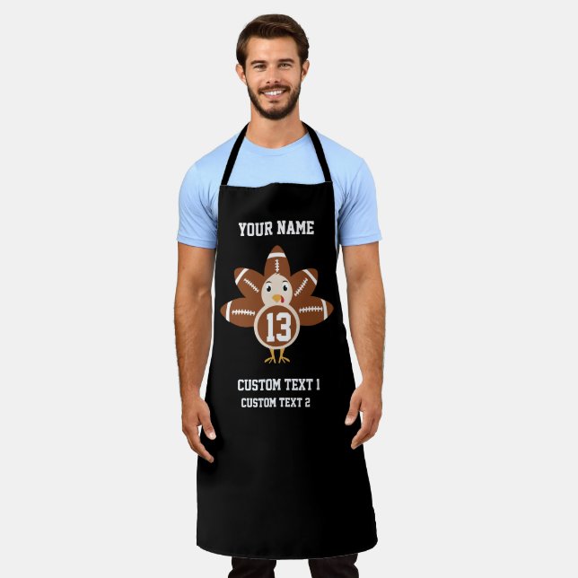 Custom Personalised Name Thanksgiving Turkey Bowl Apron (Worn)