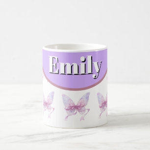 custom & personalised name with bow coffee mug