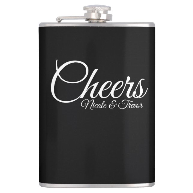 Custom Personalised Names - Cheers Hip Flask (Front)