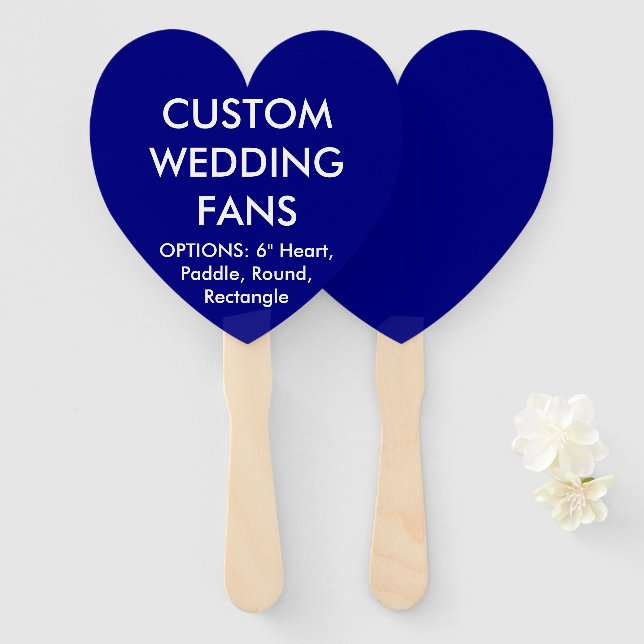 Custom Personalised NAVY HEART WEDDING FANS (Front and Back)