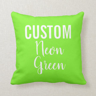 Custom Personalised NEON GREEN Throw Pillow