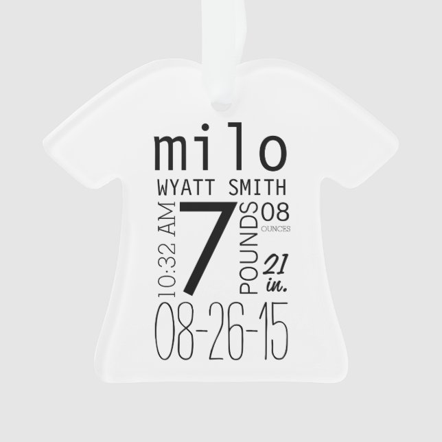 Custom personalised new baby add name birthday ornament (Front)