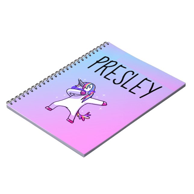 Custom Personalised Notebook Unicorn Dab Rainbow (Left Side)