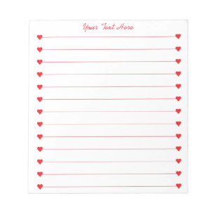 Custom Personalised notepads with Red hearts