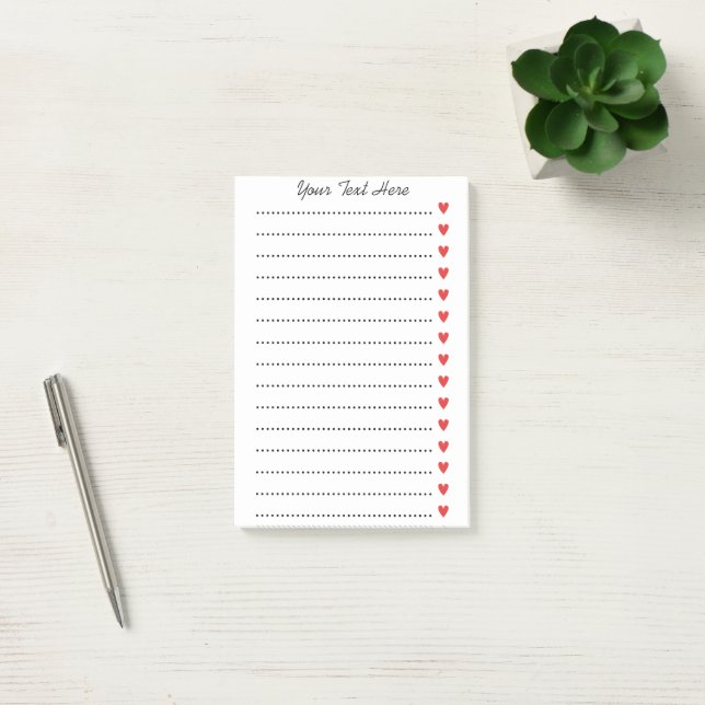 Custom Personalised Notes with Red hearts (Office)