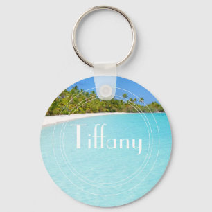 Custom personalised ocean theme island paradise key ring