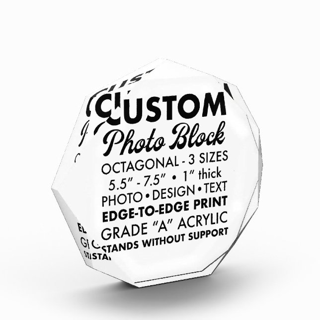 Custom Personalised Octagonal Photo Paperweight (Left)