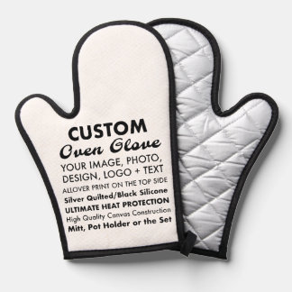 Custom Personalised Oven Glove/Mit, Silver Quilted Oven Mitt