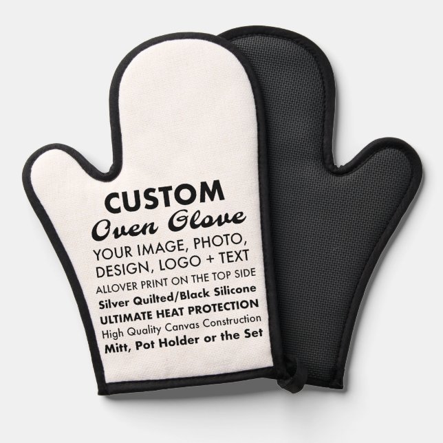 Custom Personalised Oven Glove/Mit with Silicone Oven Mitt (Front/Back)