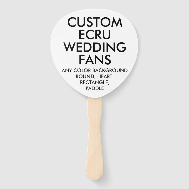 Custom Personalised PADDLE ECRU WEDDING FANS (10) (Front)
