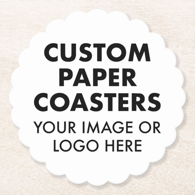 Custom personalised PAPER COASTERS (6) SCALLOPED (Front)