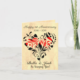 Custom Personalised Paper Wedding 1st Anniversary Card