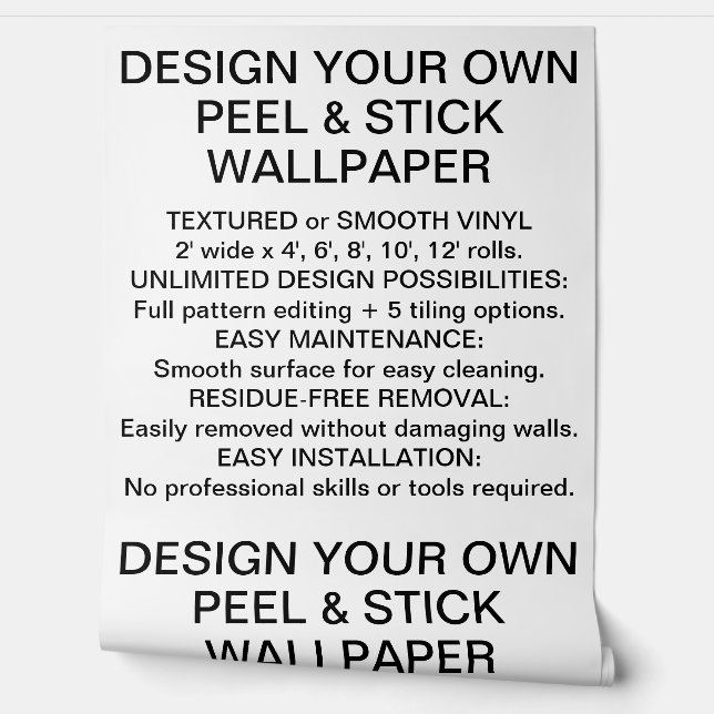 Custom Personalised PEEL & STICK WALLPAPER Smooth (Unrolling)