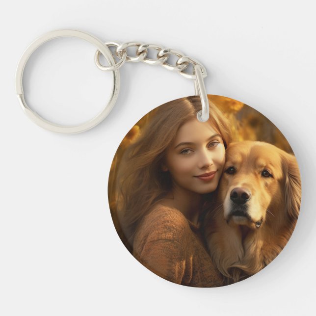 Custom Personalised Pet Photo Dog Lover Keepsake Key Ring (Front)