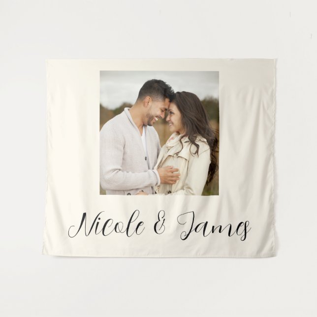 Custom Personalised Photo Backdrop Engagement  Tapestry (Front (Horizontal))