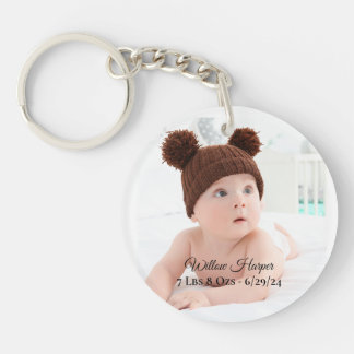 Custom Personalised Photo Birth Baby Keepsake Key Ring