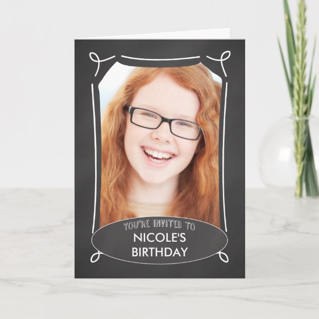 Custom Personalised Photo Birthday Invitation, Cha Invitation (Front)