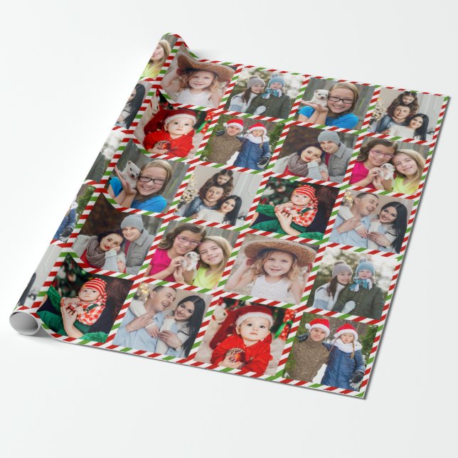 Custom Personalised Photo Collage Christmas Wrapping Paper (Unrolled)