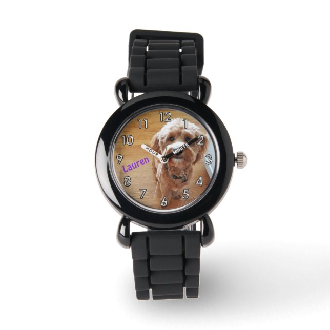 Custom Personalised Photo Glitter Watch for Girls (Front)