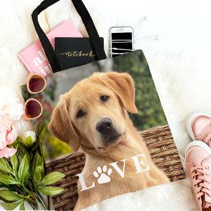 Custom Personalised Photo Love Paw Quote Text Tote Bag