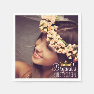 Custom Personalised Photo Picture Sweet 16 Party Napkin