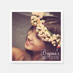 Custom Personalised Photo Picture Sweet 16 Party Napkin