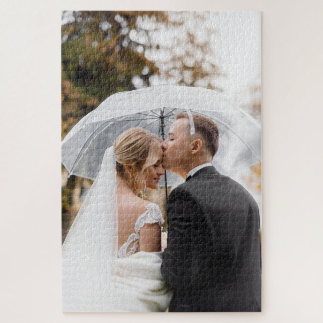 Custom Personalised Photo Simple Love Quote Text J Jigsaw Puzzle (Vertical)