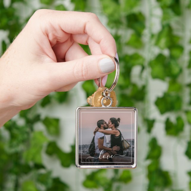Custom Personalised Photo Simple Love Quote Text Key Ring (Hand)
