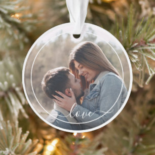 Custom Personalised Photo Simple Love Quote Text Ornament