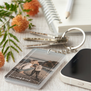 Custom Personalised Photo Simple Mum Text Key Ring