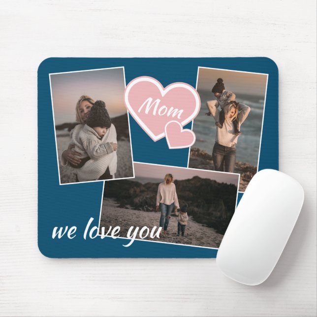 Custom Personalised Photo Simple Mum Text Mouse Mat (With Mouse)