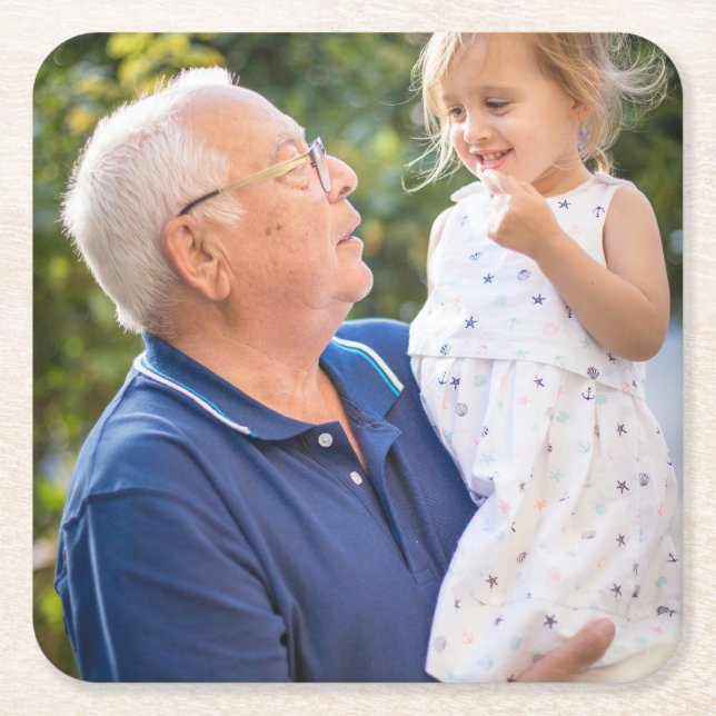 Custom Personalised Photo  Square Paper Coaster (Front)