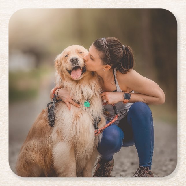 Custom Personalised Photo  Square Paper Coaster (Front)