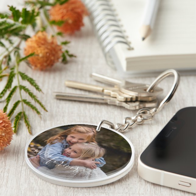 Custom Personalised Photo Template Sisters Forever Key Ring (Front Right)