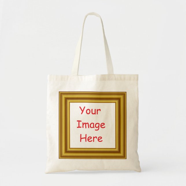 Custom Personalised Picture & Gold Frame Printed Tote Bag (Front)